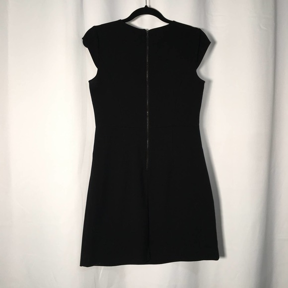 Loft Black Scoop Neck Cap Sleeve Sheath Dress With Pockets Size 4 - Picture 9 of 11